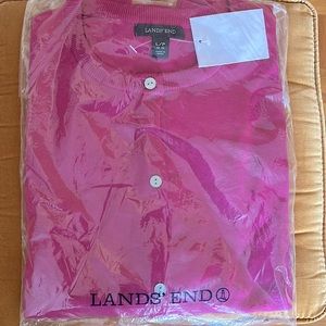 NEW!  Lands’ End Supima cotton cardigan - raspberry